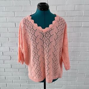 Vintage 80s pink crocheted sweater